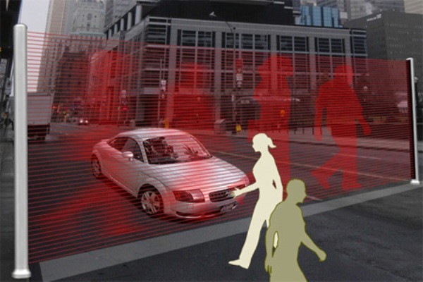 1. Projected Traffic Light- Đèn giao thông la-de Projected Traffic Light là mẫu thiết kế sáng tạo của Hanyoung Lee. Hệ thống đèn giao thông này sẽ phát ra những chùm tia la- de màu đỏ, tạo thành một “bức tường ảo” ngăn cách phần đường chính và phần đường dành cho người đi bộ. Nhờ bức tường la-ze mà các phương tiện giao thông dễ dàng nhận được tín hiệu dừng lại để nhường đường cho người đi bộ. Đây thực sự là hệ thống đèn giao thông an toàn dành cho người đi bộ.
