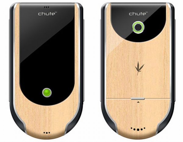 1. Mẫu smartphone “ Chute” Không giống những chiếc điện thoại vỏ nhựa đang được sử dụng phổ biến hiện nay, “Chute” là mẫu điện thoại độc đáo và phong cách với vỏ ngoài được làm hoàn toàn từ chất liệu tre nhẹ và dễ phân hủy.