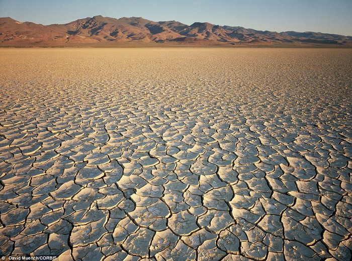 23. Lòng hồ khô cạn trên sa mạc Black Rock Desert tại Nevada, Mĩ.