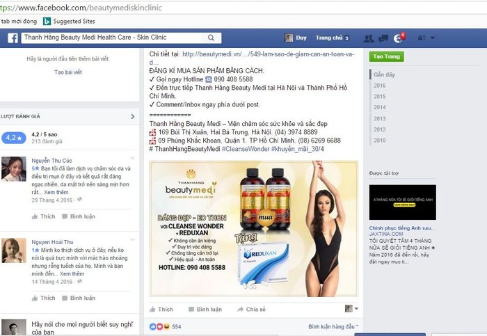 Mặc dù Bộ Y tế chưa cấp phép nhập khẩu, cấp phép quảng cáo nhưng Thanh Hằng Beauty Medi ngang nhiên quảng cáo công dụng thuốc, định giá sản phẩm là 1.250.000 đồng/hộp.