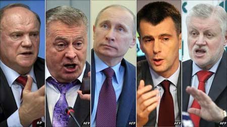 Năm ứng cử viên vị trí Tổng thống Nga.