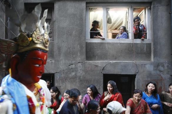 Các phụ nữ Nepal trong lễ hội Samyak ở Kathmandu.