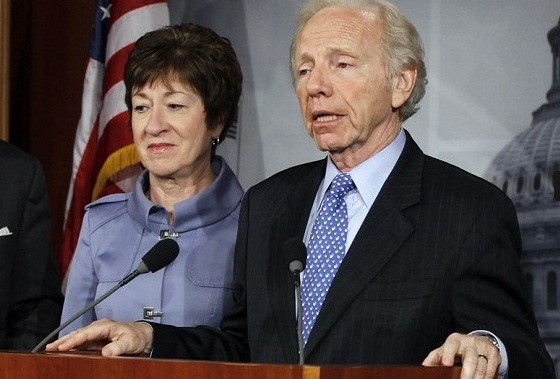 Thượng Nghị sĩ Mỹ Susan Collins và Joe Lieberman.