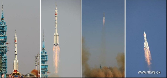 Tàu Thần Châu 9 đã được phóng lên vũ trụ lúc 6 giờ 37 phút theo giờ Bắc Kinh.