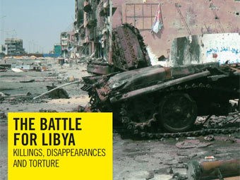Trang bìa bản báo cáo về tội ác chiến tranh tại Libya trong 6 tháng qua của Tổ chức Ân xá Quốc tế