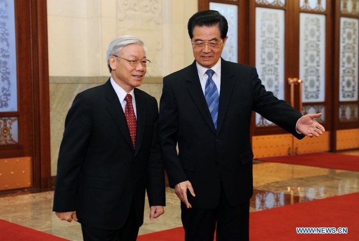 Tổng Bí thư Nguyễn Phú Trọng và Chủ tịch Trung Quốc Hồ Cẩm Đào