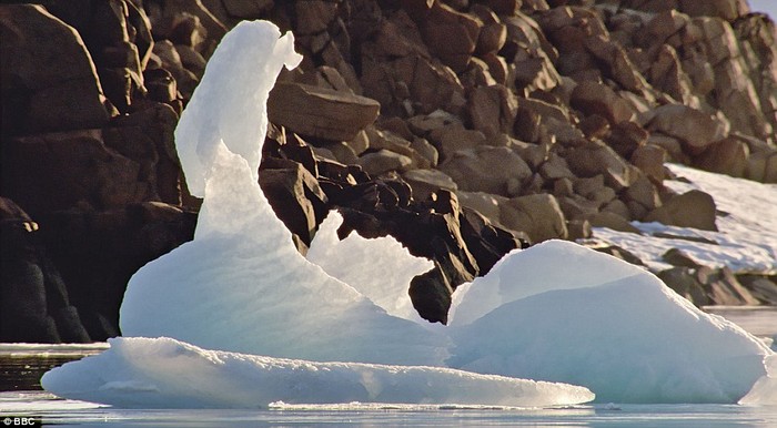 Những tác phẩm điêu khắc được tạc từ băng tan chảy ở vịnh băng hẹp tại Svalbard