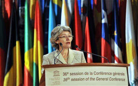 Chủ tịch UNESCO Irina Bokova tại hội nghị ở Paris trong tuần này