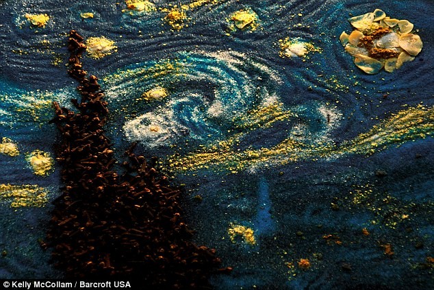 Bức "Spicy Night" của Kelly tái hiện bức sơn dầu "Starry Night" của Van Gogh