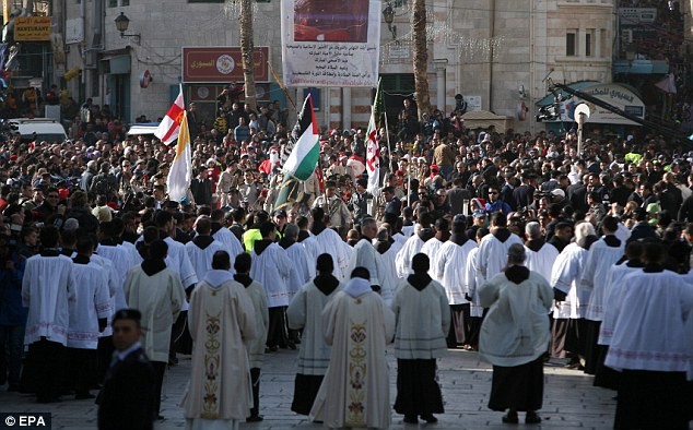 Không khí lễ diễu hành tại Bethlehem chiều ngày 24/12