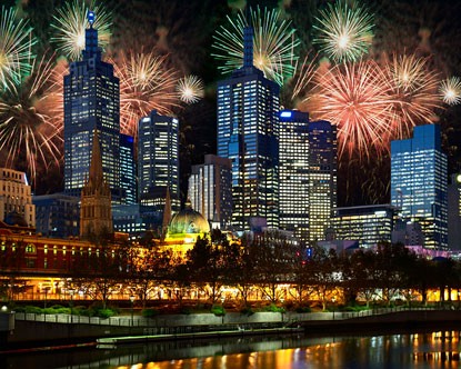 Thành phố Melbourne trong đêm pháo hoa mừng năm mới 2012