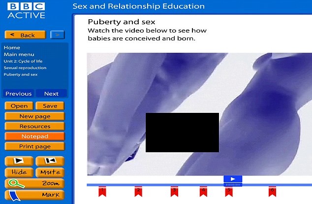 Ảnh đồ họa mô tả những gì xảy ra khi nam và nữ quan hệ tình dục trong phim giáo dục giới tính của BBC