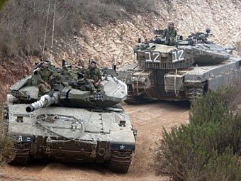 Xe tăng của Israel tại biên giới với Lebanon. Ảnh AFP