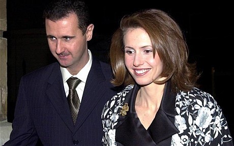 Tổng thống Bashar al-Assad và vợ. Ảnh Telegraph