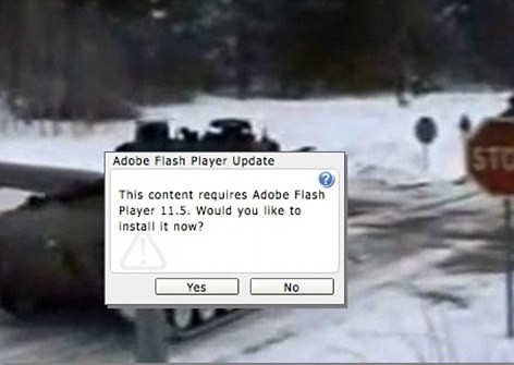 Khi nhấn "yes" để nâng cấp phần mềm video Flash xem video, máy tính của người dùng sẽ bị lây nhiễm virus