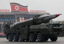 Một tên lửa của Triều Tiên trong cuộc diễu binh.