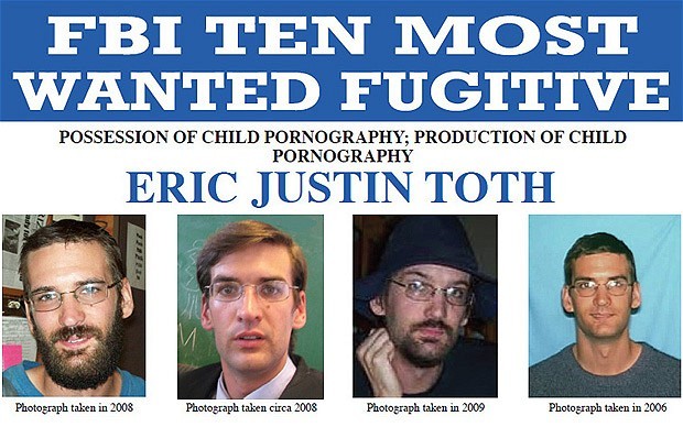 Eric Toth trong danh sách truy nã của FBI.