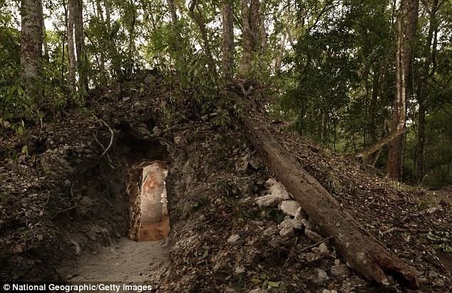 Lối vào khu di tích cổ vừa được phát hiện tại Guatemala.