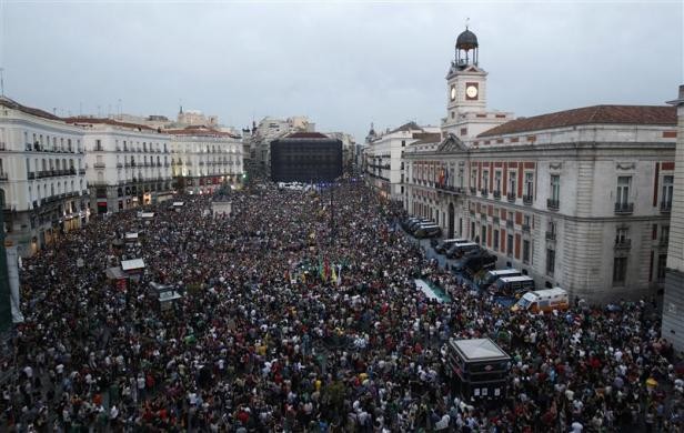 Người biểu tình tham gia phong trào Indignados tại Madrid ngày 12/5.