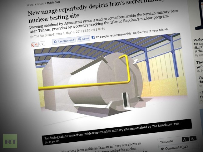 Hình ảnh mô tả bể thử nghiệm vật liệu nổ tại khu quân sự Parchin, Tehran vừa được tiết lộ. Ảnh nguồn Haaretz.