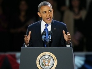 Tổng thống Mỹ Barack Obama phát biểu tại Chicago, Illinois sau khi giành chiến thắng trong cuộc bầu cử. Ảnh minh họa. (Nguồn: AFP/TTXVN)