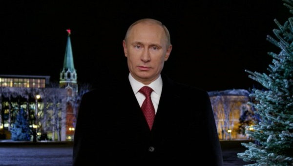 Tổng thống Nga Vladimir Putin gửi thông điệp năm mới tới toàn thể người dân trên truyền hình.