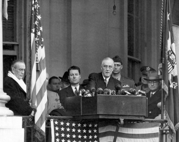 Tổng thống Roosevelt phát biểu trong lễ nhậm chức lần thứ 4 năm 1945.