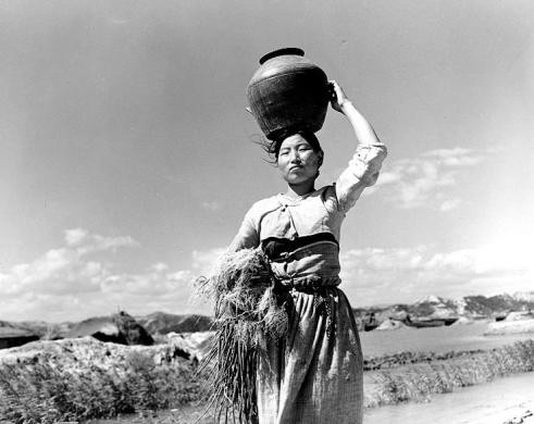Một người tị nạn Hàn Quốc mang đồ đạc chạy trốn khỏi Pohang tháng 8/1950.