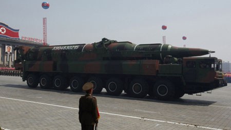 Tên lửa Musudan trong lễ diễu binh năm ngoái tại Bình Nhưỡng.