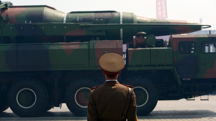 Tên lửa chiến lược Bắc Triều Tiên trong một lễ diễu hành tại Bình Nhưỡng, hình minh họa.