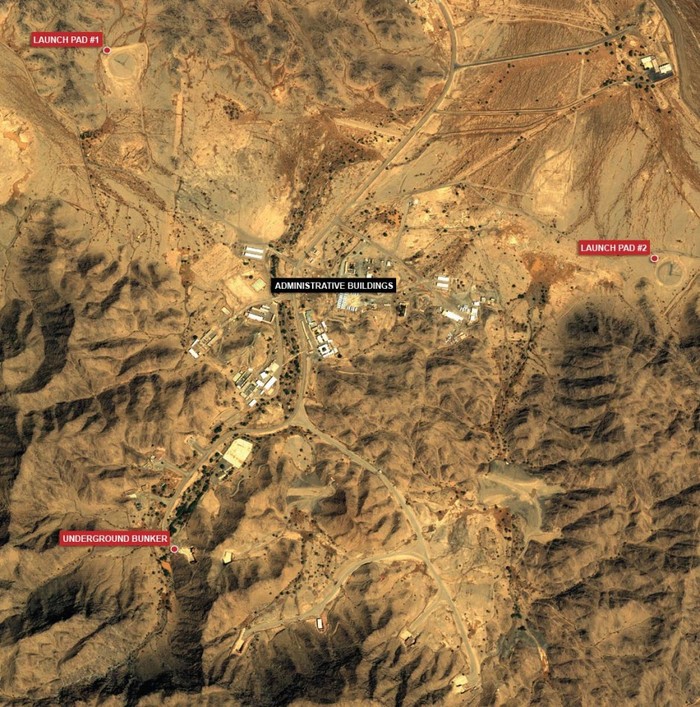 Sơ đồ bố trí khu căn cứ tên lửa bí mật trong sa mạc của Ả Rập Saudi