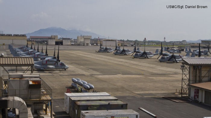 MV-22 Ospreys tại căn cứ Okinawa.