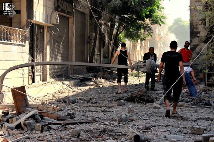 Khu phố al-Hamidiyyeh của tỉnh Homs sau một trận pháo kích ngày 3/7.