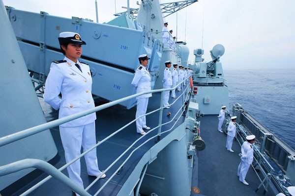Binh sĩ Hải quân Trung Quốc tham gia cuộc tập trận với Nga hồi tháng 7.