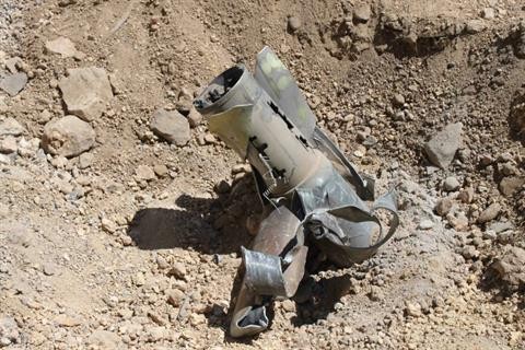 Xác tên lửa của quân đội Syria được tìm thấy tại Khirbet Daoud sau vụ tấn công hồi tháng 6.