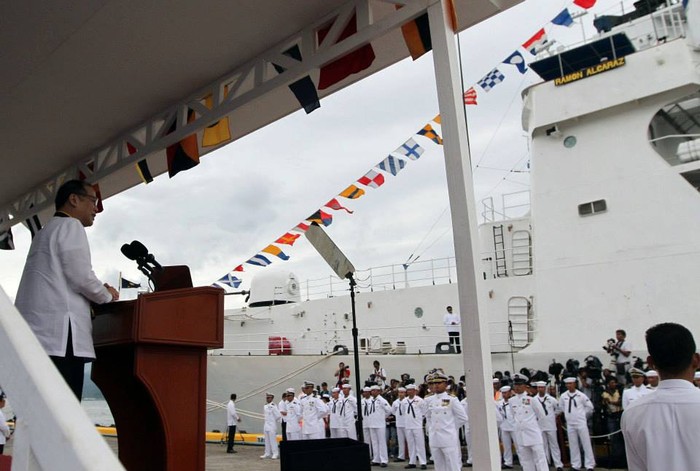 Ông Aquino phát biểu tại lễ tiếp nhận tàu tuần tra thứ 2.