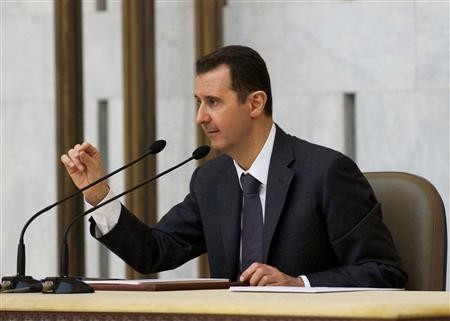 Tổng thống Bashar al-Assad trong phiên họp toàn thể đảng cầm quyền al-Baath bên, tại Damascus hôm 8/7.