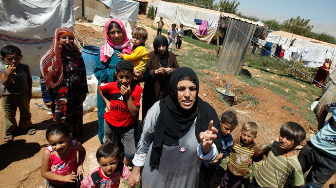 Một phụ nữ Syria tị nạn tại một trại trong Terbol trong thung lũng Bekaa.