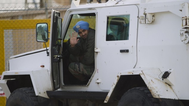 Một binh sĩ Ấn Độ thuộc lực lượng gìn giữ hòa bình của LHQ tại Golan hôm 8/3/2013.