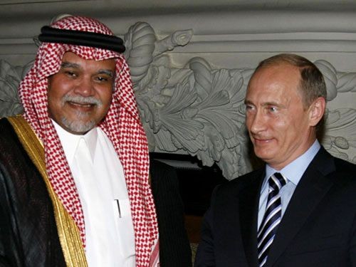 Hoàng tử Bandar trong cuộc gặp gỡ với Tổng thống Putin.