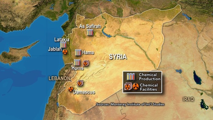 Chỉ một vài trong số hàng chục cơ sở sản xuất và kho vũ khí hóa học của chính quyền Syria được công khai.