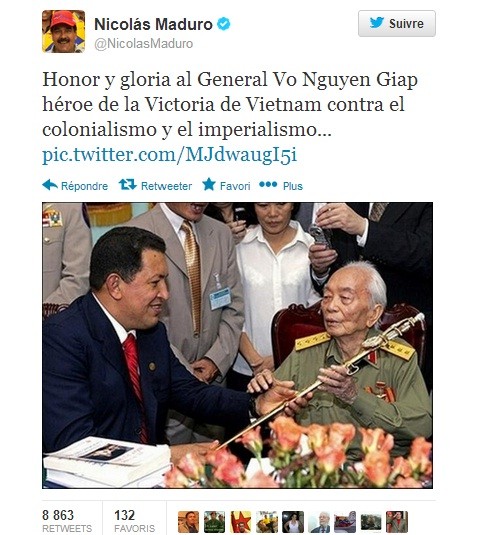 Một đoạn chia sẻ trên Twitter của Tổng thống Nicolas Maduro.