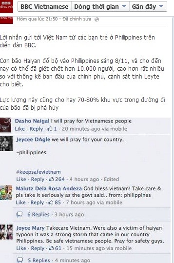 Những lời chia sẻ, động viên của bạn bè Philippines gửi tới người dân Việt Nam thông qua BBC.
