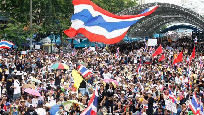 Những người biểu tình kêu gọi thay đổi chính phủ và lật đổ chính quyền Thủ tướng Yingluck.