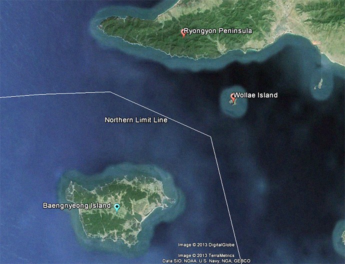 Đường biên giới biển phía Bắc ngăn cách Triều Tiên và Hàn Quốc trên Hoàng Hải.