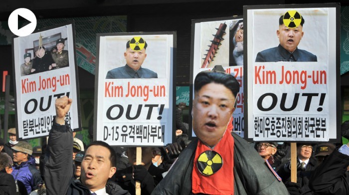 Người biểu tình phản đối nhà lãnh đạo Triều Tiên Kim Jong-un sau vụ thử hạt nhân tại Hàn Quốc.