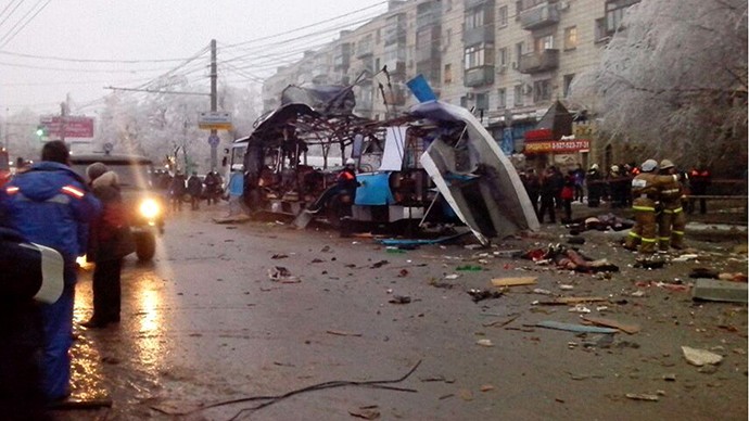 Hiện trường vụ đánh bom xe bus tại Volgograd ngày 30/12.