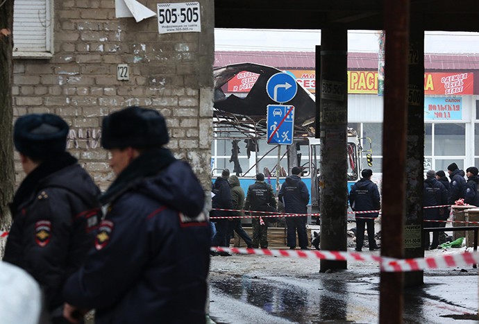 Hiện trường vụ đánh bom xe bus tại Volgograd ngày 30/12.