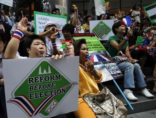 Người biểu tình phản đối chính phủ Thái Lan.
