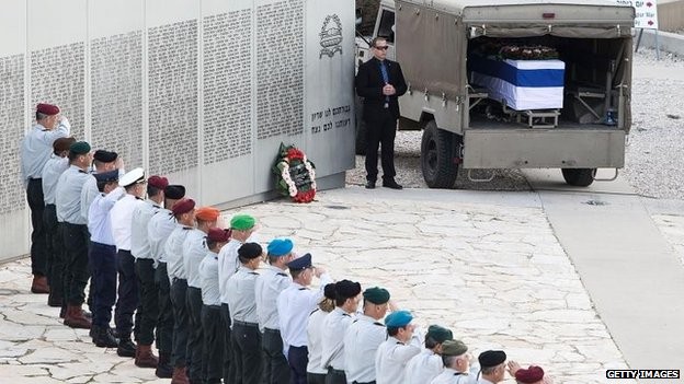 Linh cữu của cựu Thủ tướng Israel Ariel Sharon trước khi được an táng ở quê nhà hôm 13/1